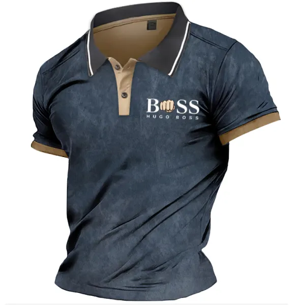 Men's Boss Contrast Short Sleeved Polo T-shirt - Cotosen.com
