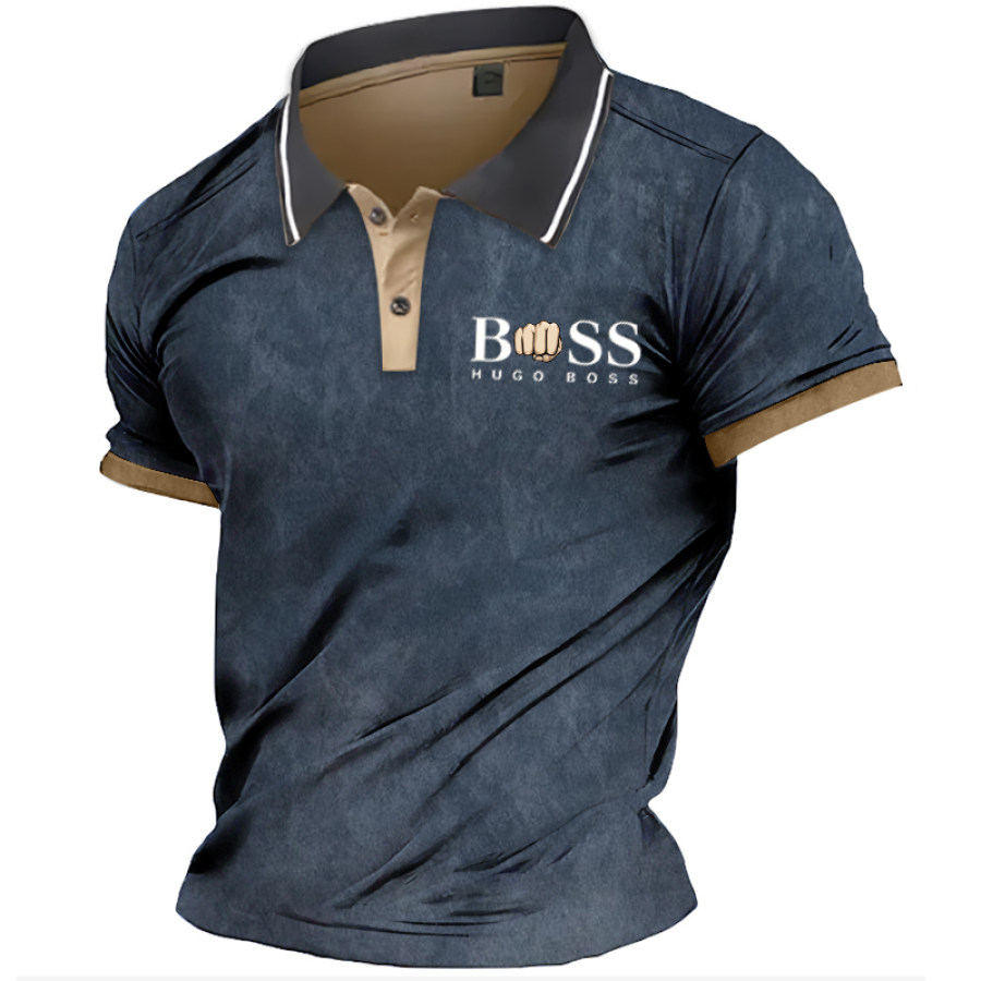 

Мужская футболка-поло с короткими рукавами и контрастным рисунком Boss