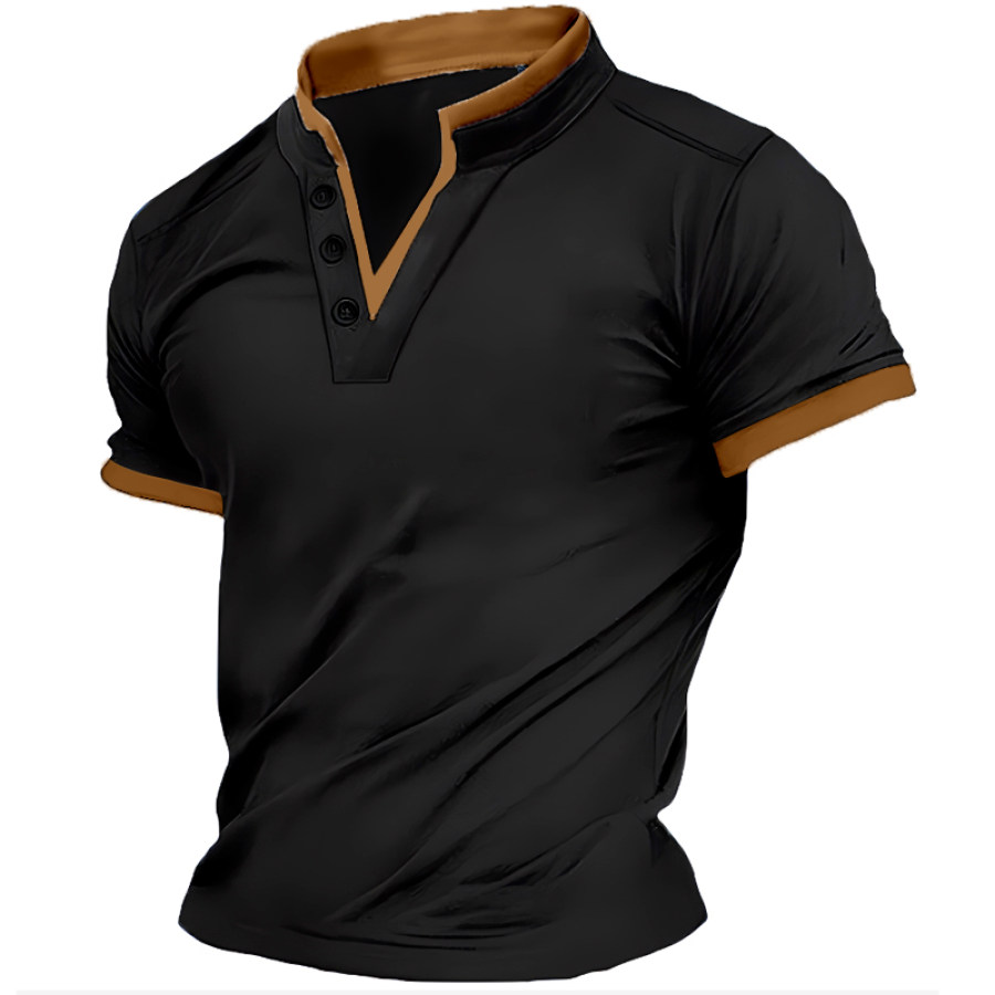 

Kurzarm-T-Shirt Mit V-Ausschnitt Und Kontrast Für Herren