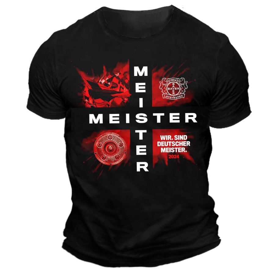 

Herren T-Shirt Mit Team-Print Von Bayer Leverkusen Grafikdruck Lässiger Rundhalsausschnitt
