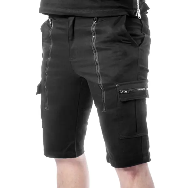 Men's Dark Rock Vintage Multi-Pocket Outdoor Shorts - Cotosen.com 