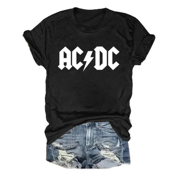 Women's ACDC Rock Band Short Sleeve Crew Neck T-Shirt - Cotosen.com
