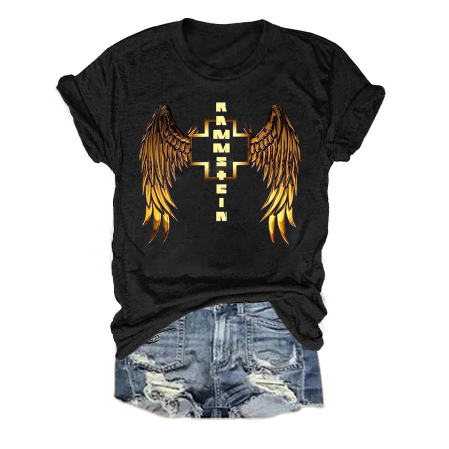 

Women's Rammstein Rock Band Wings Short Sleeve Crew Neck T-Shirt