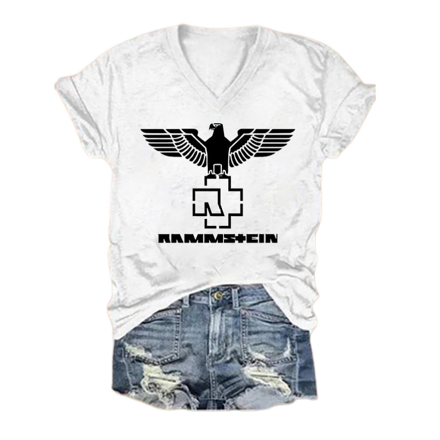 

Women's Rammstein Rock Band Short Sleeve V-Neck T-Shirt