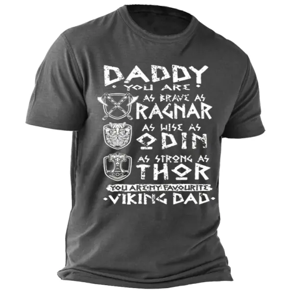 Daddy You Are As Brave As Ragnar Strong As Thor Viking Dad Men's Funny Father's Day Gift T-Shirt - Yiyistories.com 