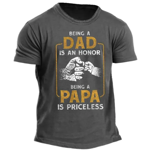 Being A Dad Is An Honor Being A Papa Is Priceless Men's Funny Father's Day Gift T-Shirt - Yiyistories.com 