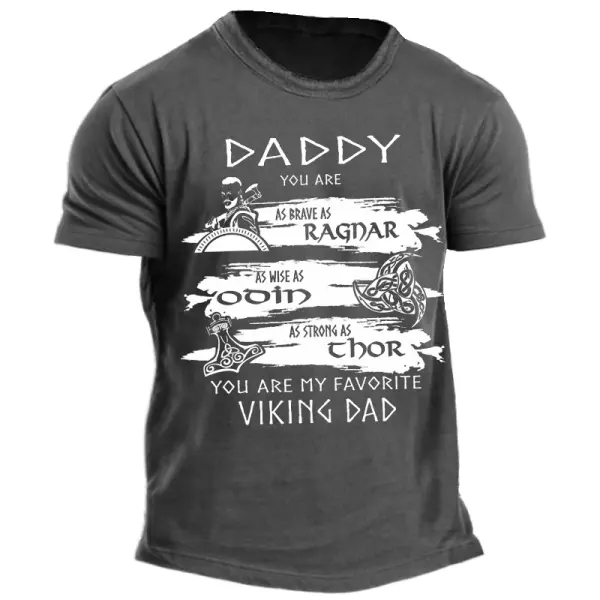 Men's Funny Viking Dad Father's Day Gift T-Shirt - Yiyistories.com 