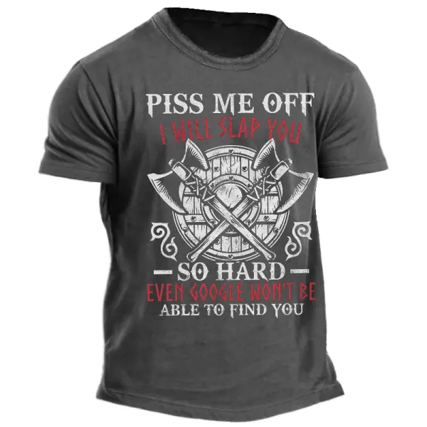 Don't Piss Me Off I'll Slap You So Hard Men's Father's Day Viking Dad Gift T Shirt - Yiyistories.com 
