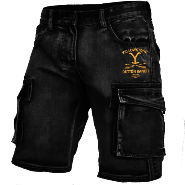 Men's Cargo Shorts Yellowstone Print Outdoor Shorts - Cotosen.com