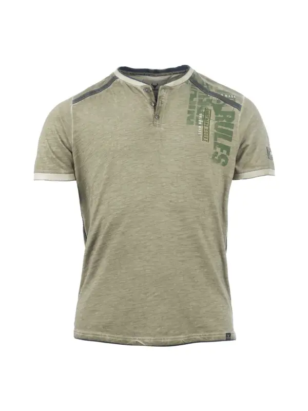Men's T-Shirt Vintage Henley Color Block Short Sleeve Summer Daily Tops - Ootdmw.com 
