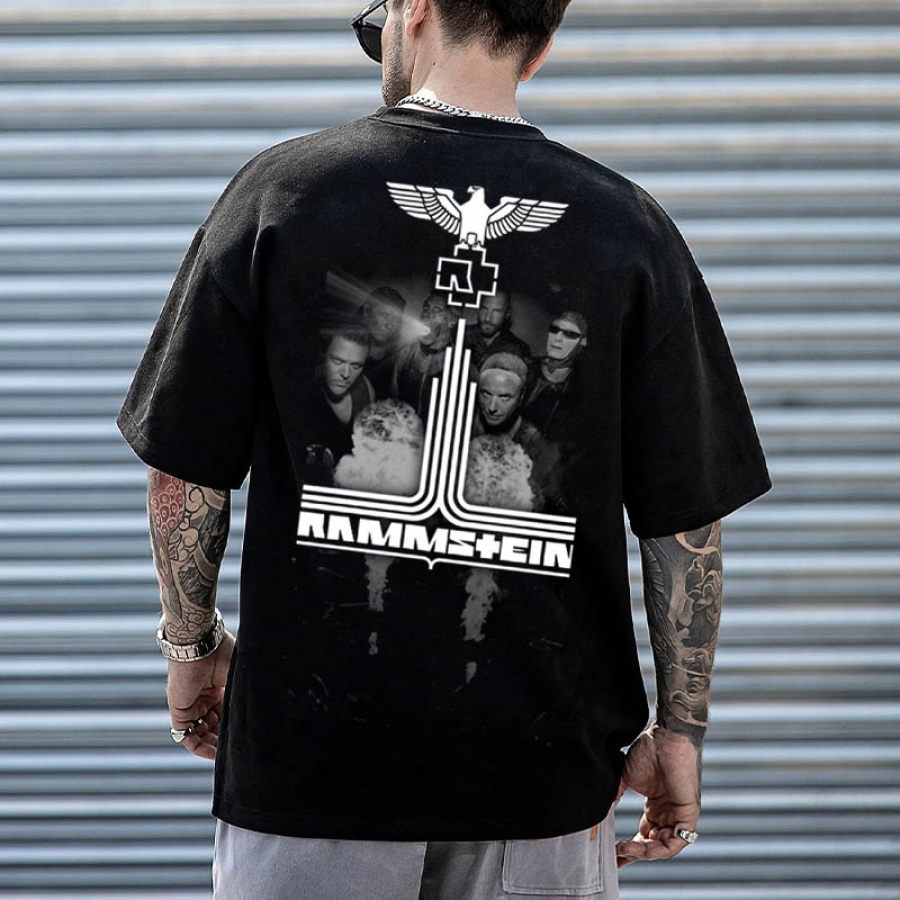 

Men's Rammstein Rock Band Eagle Loose Short Sleeve Oversized T-Shirt