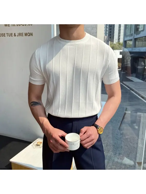 Mens round neck knitted T-shirt - Plazabery.chimpone.com 
