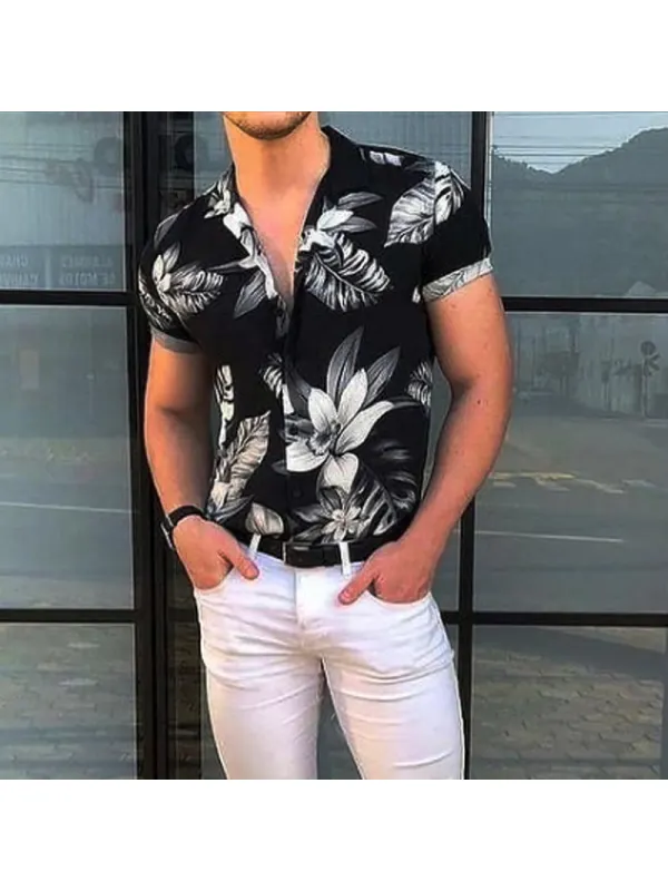 Casual mens Hawaiian print short sleeved shirt - Plazabery.chimpone.com 