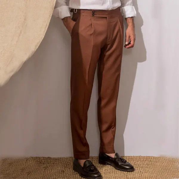 Retro slim mens plain color gentleman pants - Stormnewstudio.com 