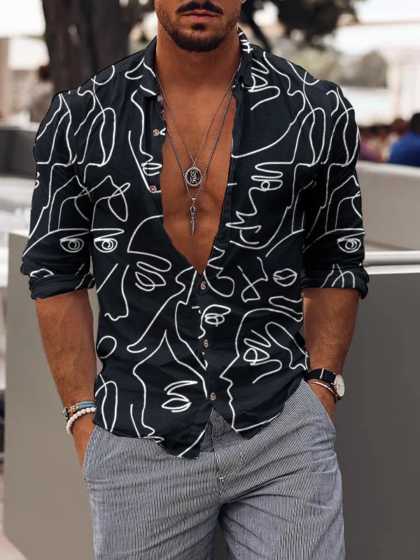 Casual holiday pattern printing mens shirt - Oasisjoy.com 