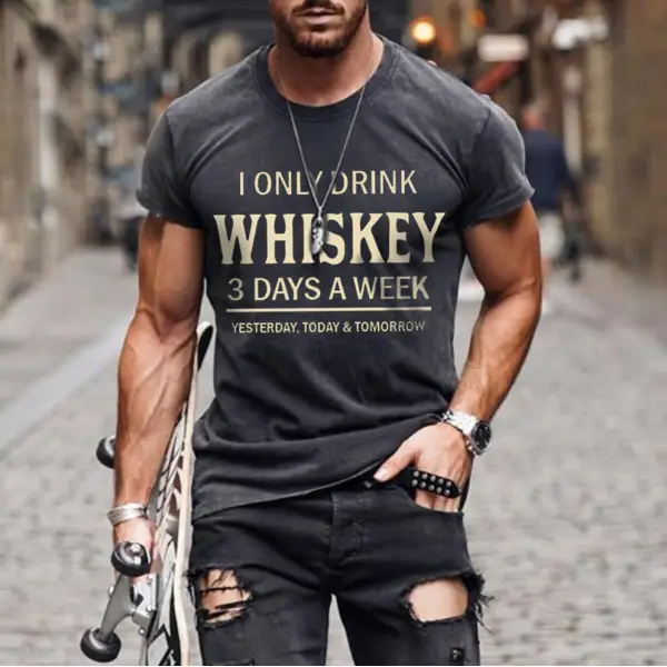 t-shirt pour homme je ne bois que du whisky trois jours par semaine - Woolmind.com 