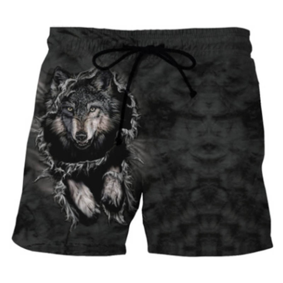 

Mens Wolf Printed Short Pants