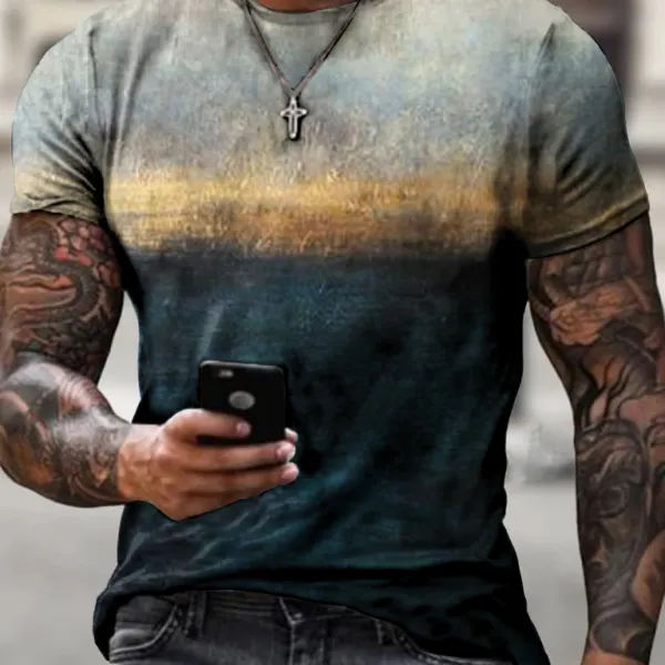 Mens sunset silhouette print T-shirt - Mosaicnew.com 