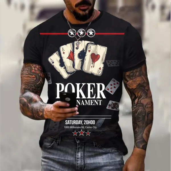 Men's Fashion Retro Poker T-shirt - Nikiluwa.com 