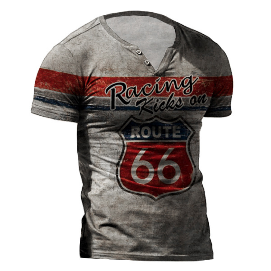 

Mens Outdoor Vintage Engine Oil Print Shirt