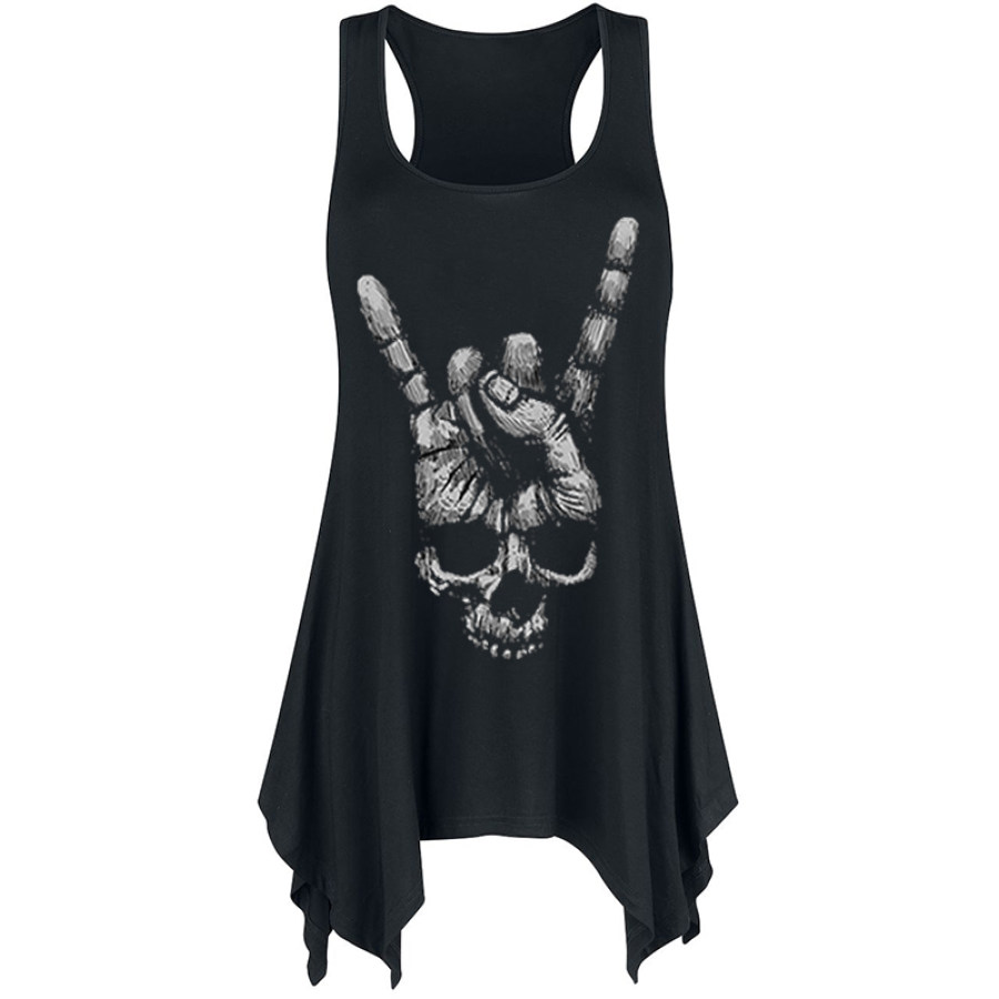 

Skull Print Irregular Vest T-shirt