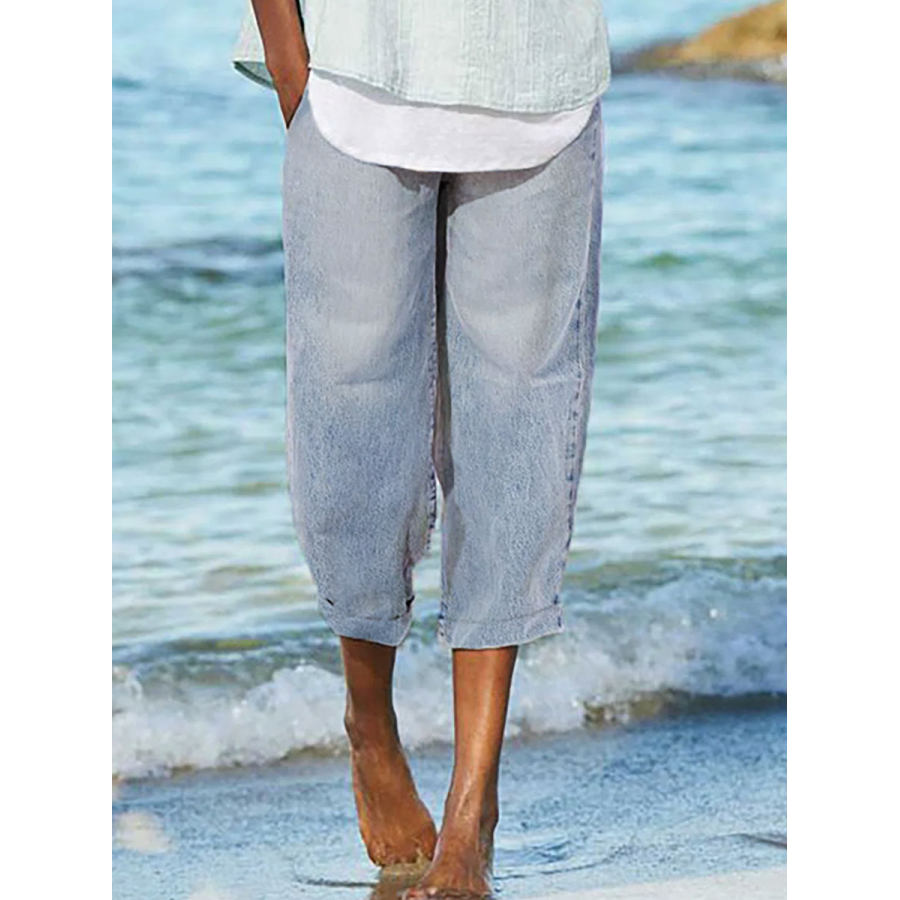 

Women'S Elastic Waist Solid Color Loose Fashion Pants