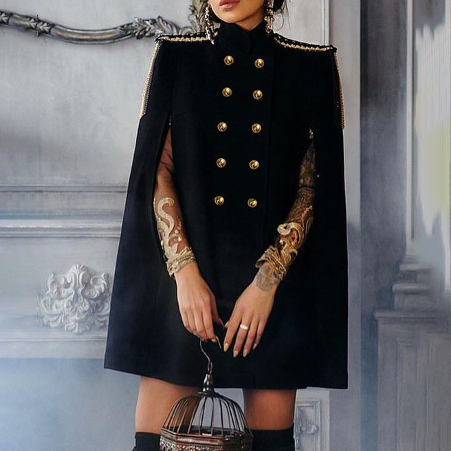 Fashion Solid Color Cloak Coat