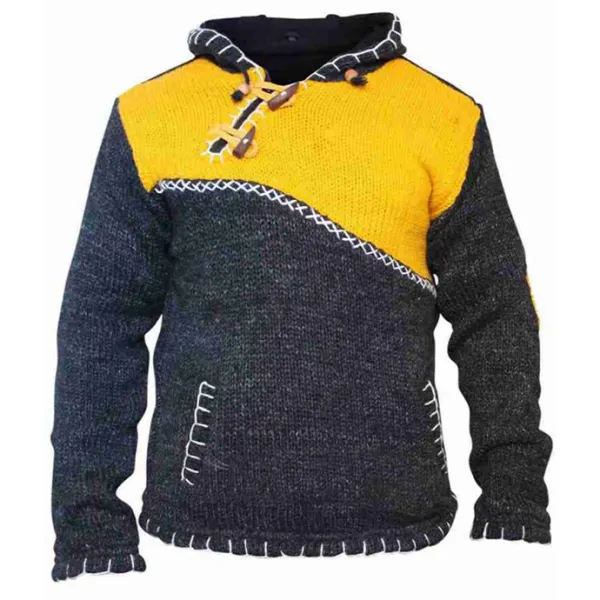 Contrast stitching sweater - Nikiluwa.com 