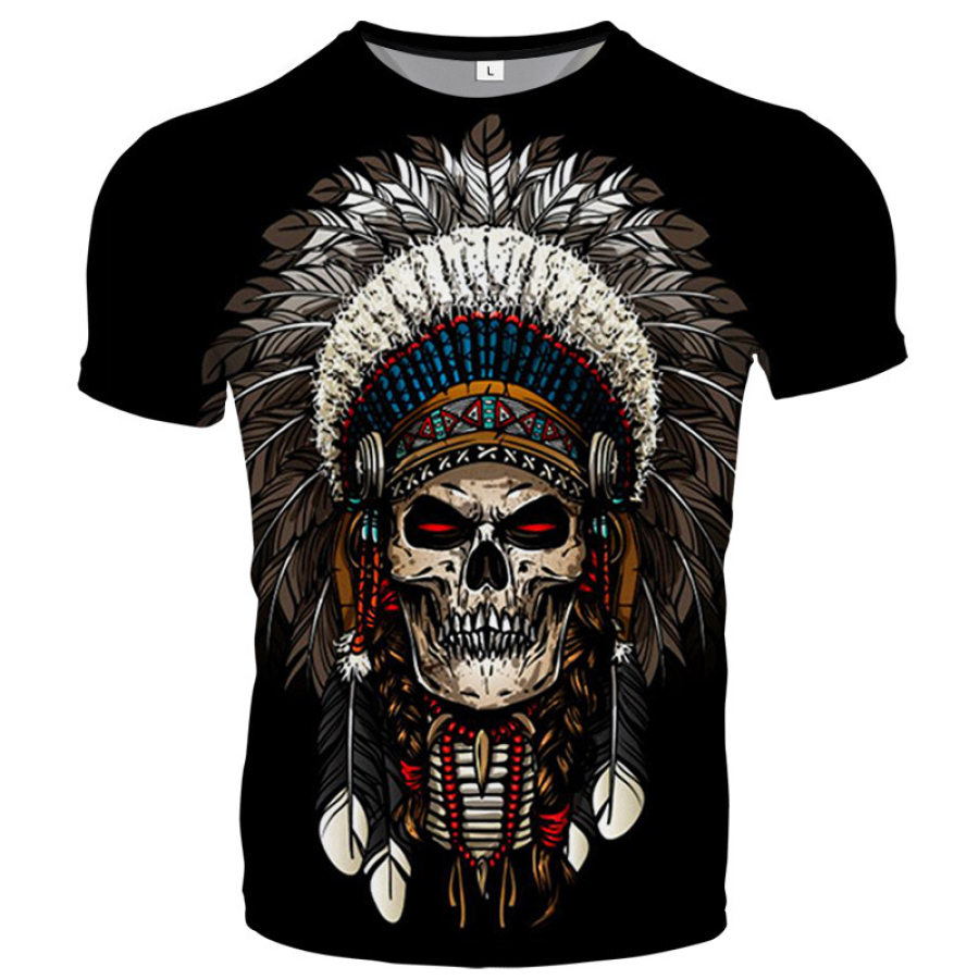 

trendige Totenkopf 3d Druck lässige Mode Kurzarm T-Shirt