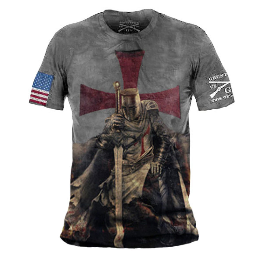 

Men's retro printed casual short-sleeved t-shirt