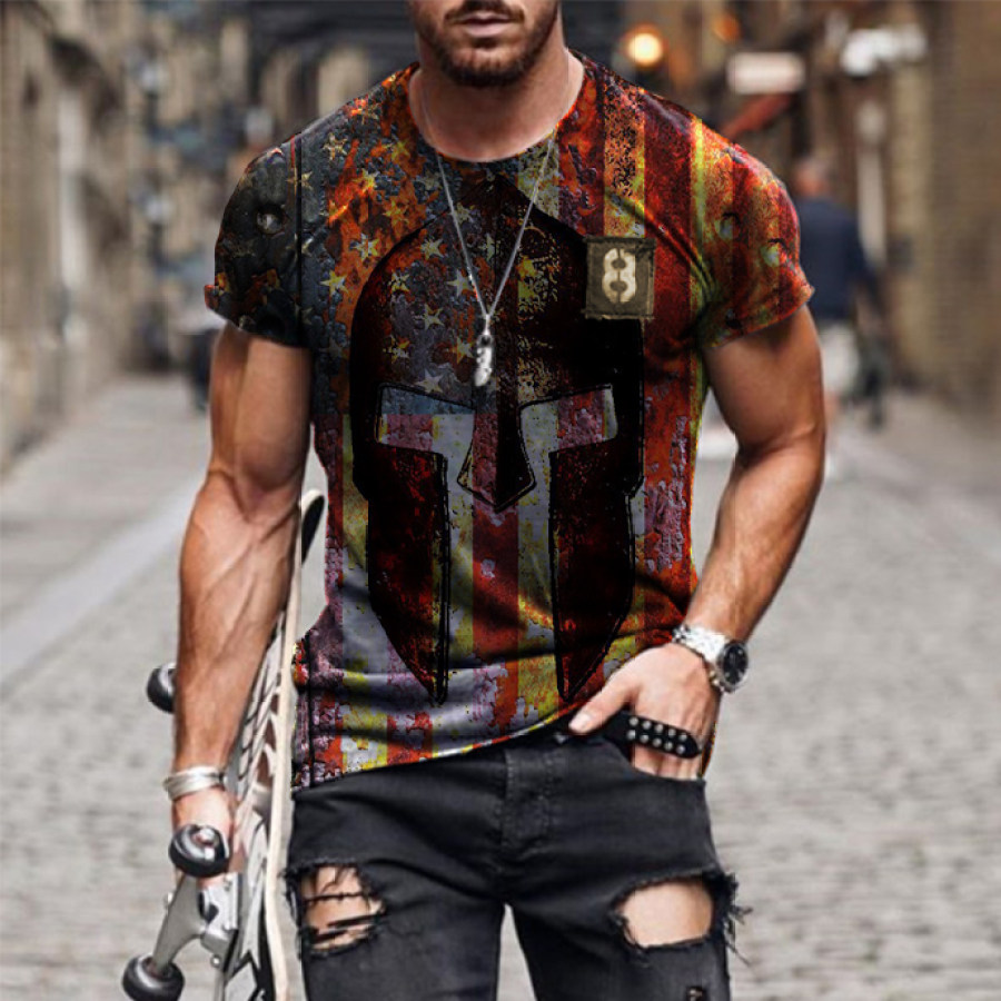 

Mens retro casual short sleeve t-shirt
