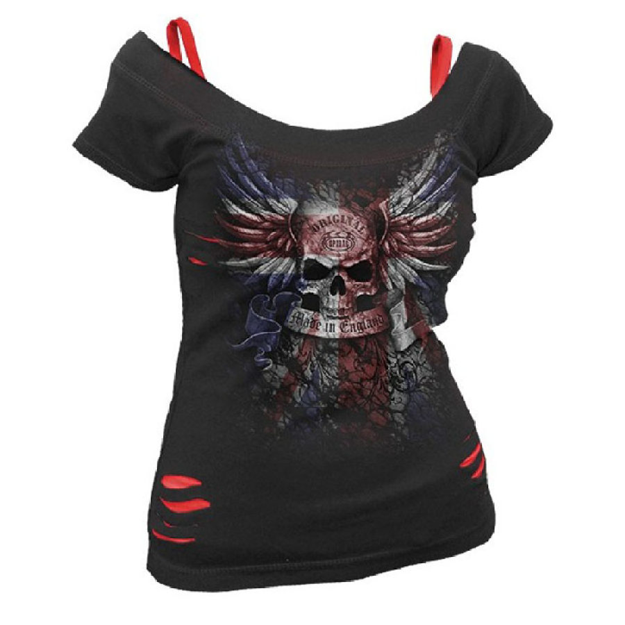 

Womens skull print short sleeves