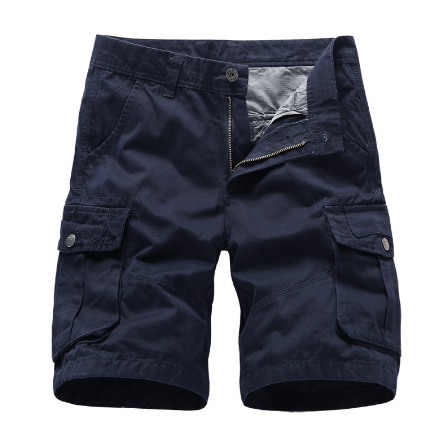 

Men's outdoor pure cotton loose multi-pocket cargo shorts