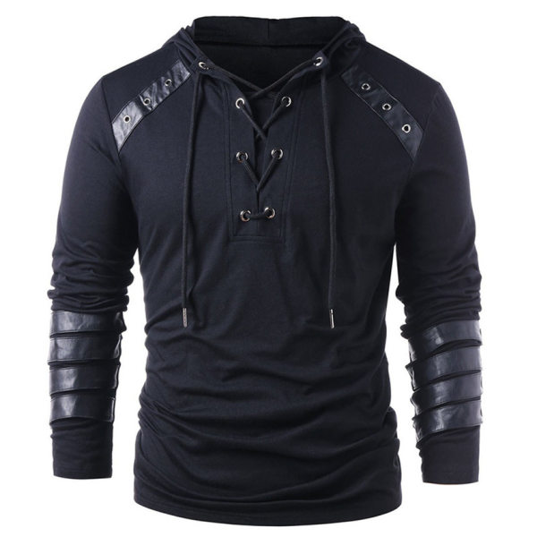 Lace-up long sleeve slim-fit pullover - nikiluwa.com