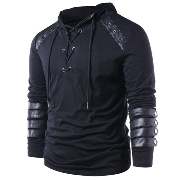 Lace-up long sleeve slim-fit pullover - nikiluwa.com