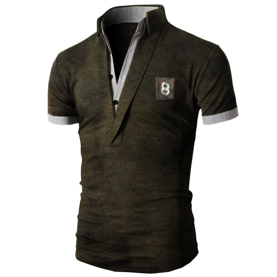 

Fashion retro casual V-neck short-sleeved T-shirt