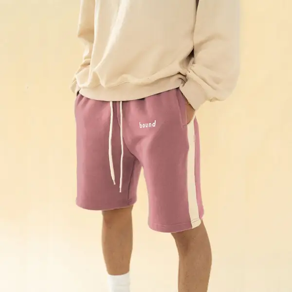 pantalones de chándal de rayas rosas moda casual pantalones cortos deportivos - Faciway.com 