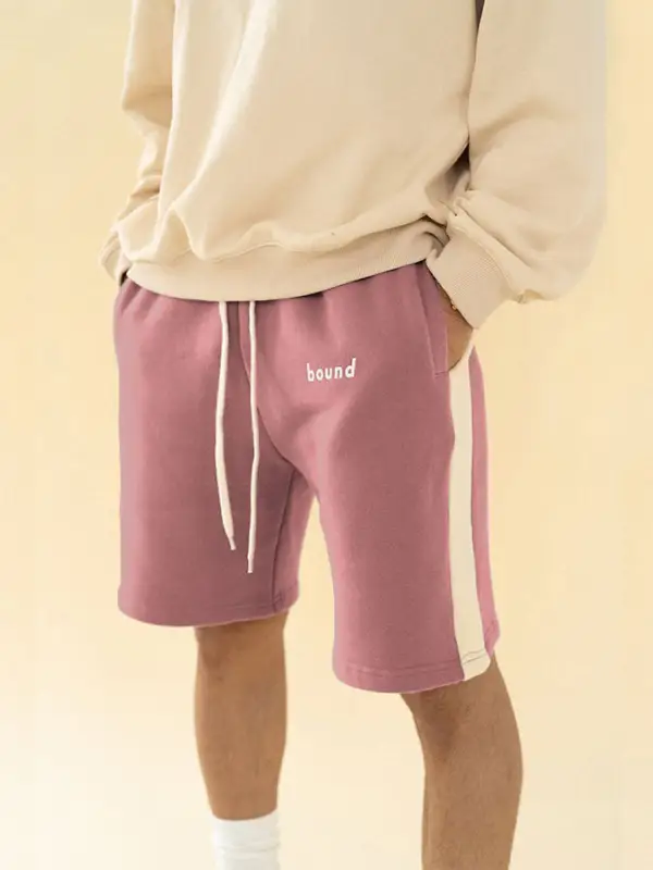 Pink Striped Jogging Pants Fashion Casual Sports Shorts - Oasisjoy.com 