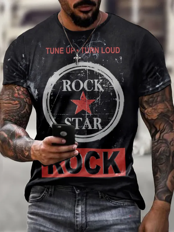 Vintage rock print T-shirt - Oasisjoy.com 