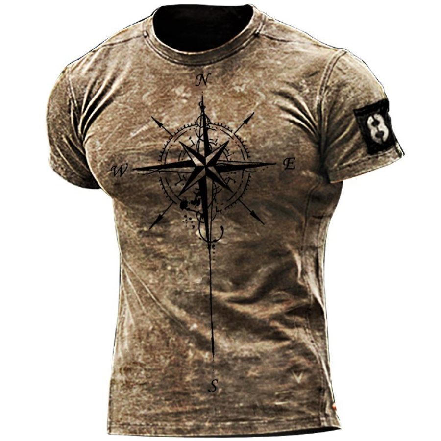 

Mens Outdoor Nautical Compass Print Tactical T-Shirt