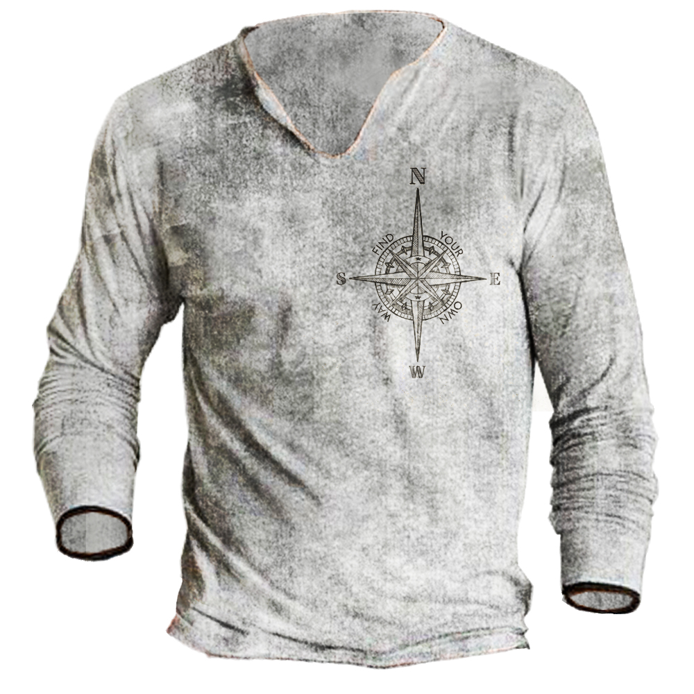 Mens outdoor printed long-sleeved T-shirt