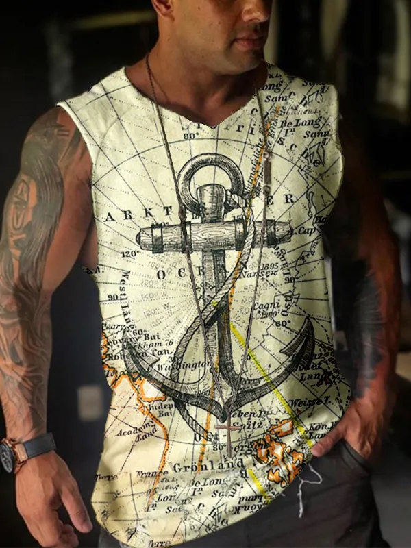 Anchor map print vest - Oasisjoy.com 