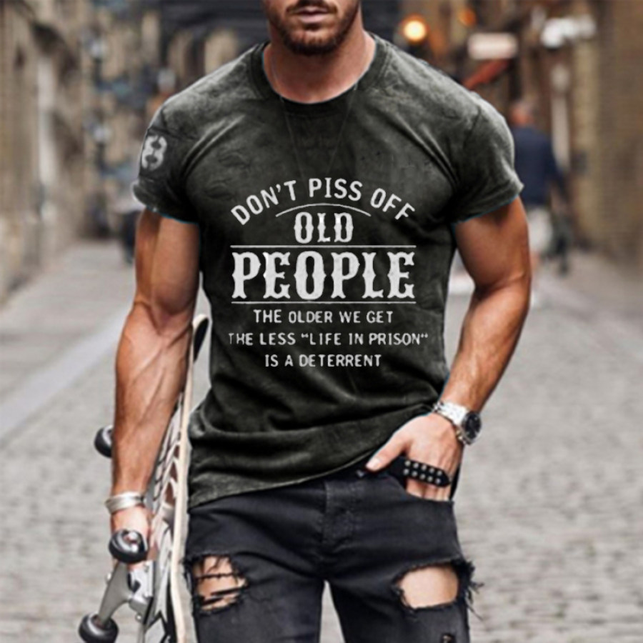 

Mens Retro Letter Print T-shirt