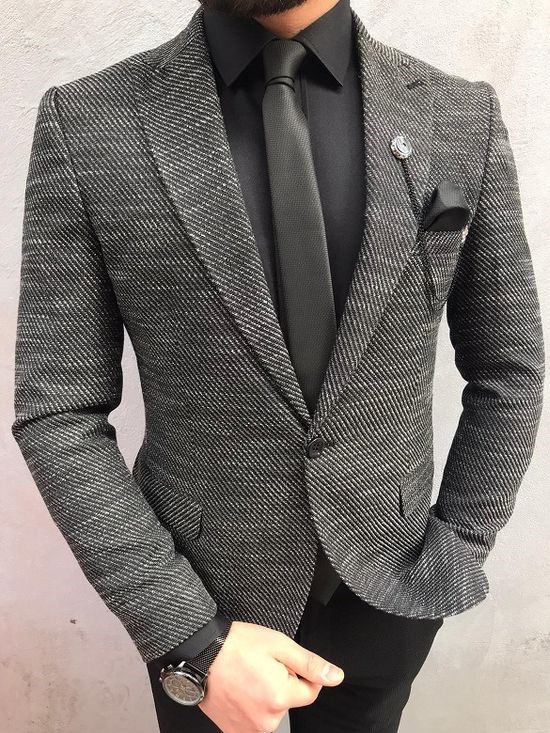 Men's Business Party Tweed Twill Suit