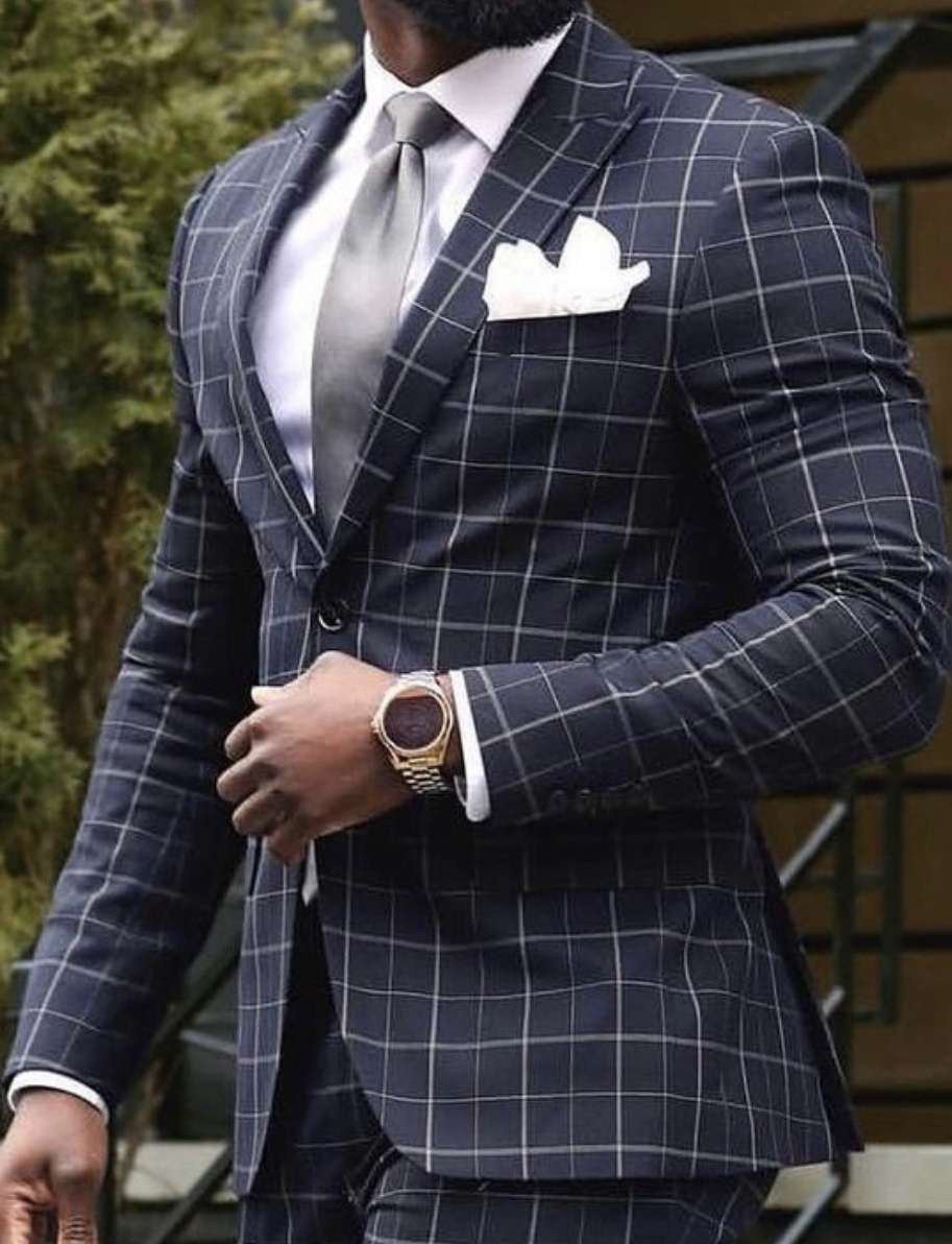 Casual Plaid Men's Suit