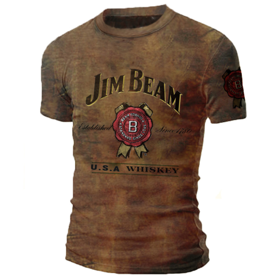 

Men's retro digital print short-sleeved T-shirt