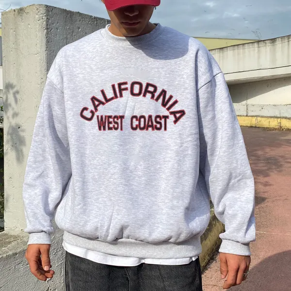 California Print Crew Neck Sweatshirt - Yiyistories.com 