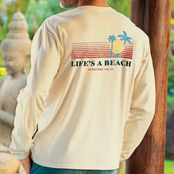 Seaside landscape sunset classic round neck T-shirt - Fineesa.chimpone.com 
