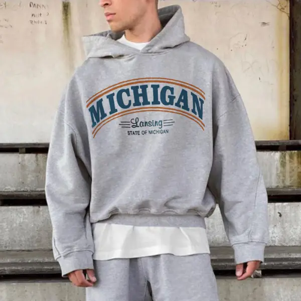 Retro men's michigan oversized hoodie - Faciway.com 