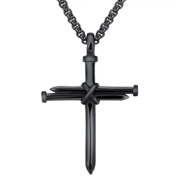 Mens Simple Cross Nail Necklace Pendant - Paleonice.com 